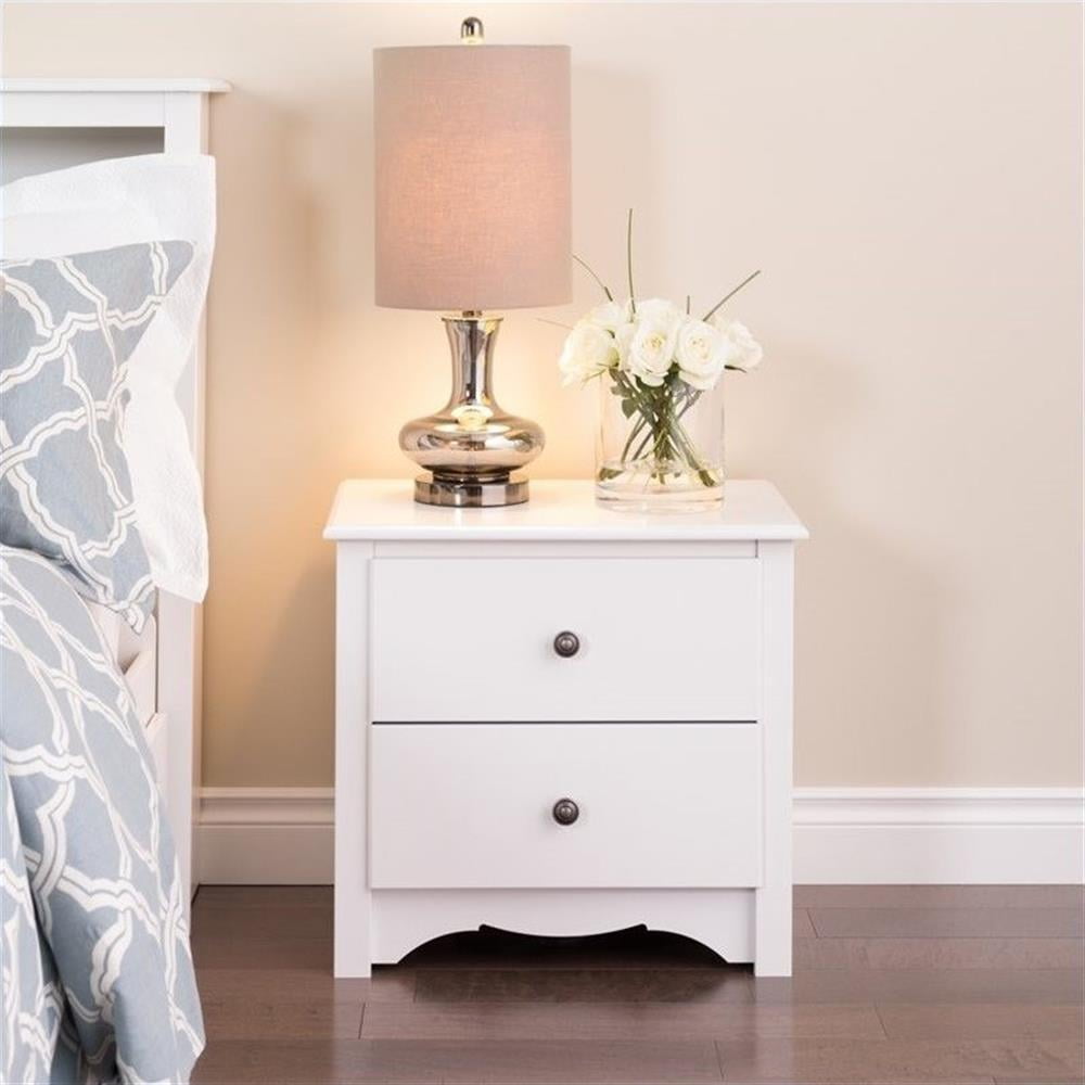 2-Piece Furniture 2-Drawer Night Stand Set in White