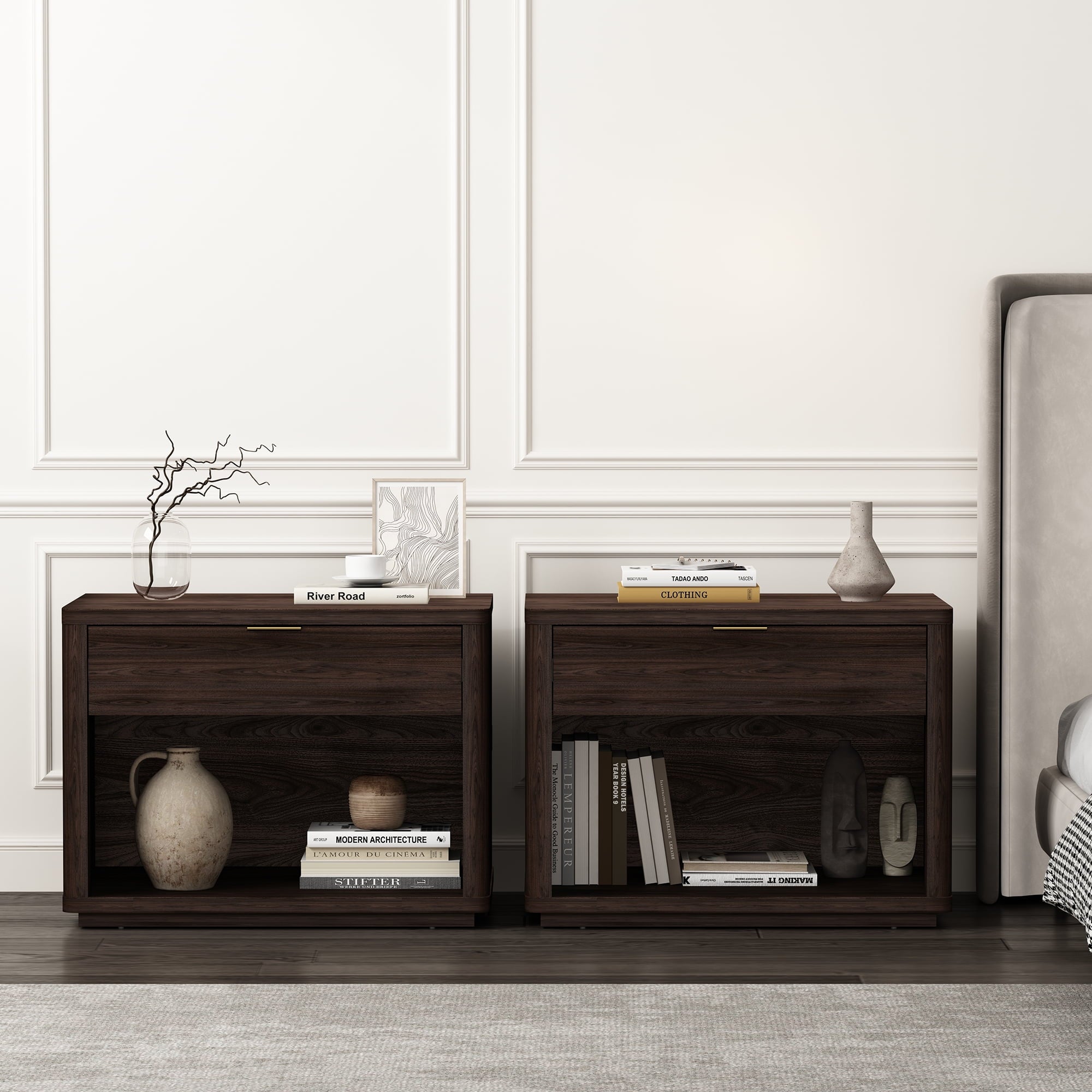 Evelyn Modern 32 Brown Nightstand 2.0 with 2 Full Extension Drawers - Set of 2