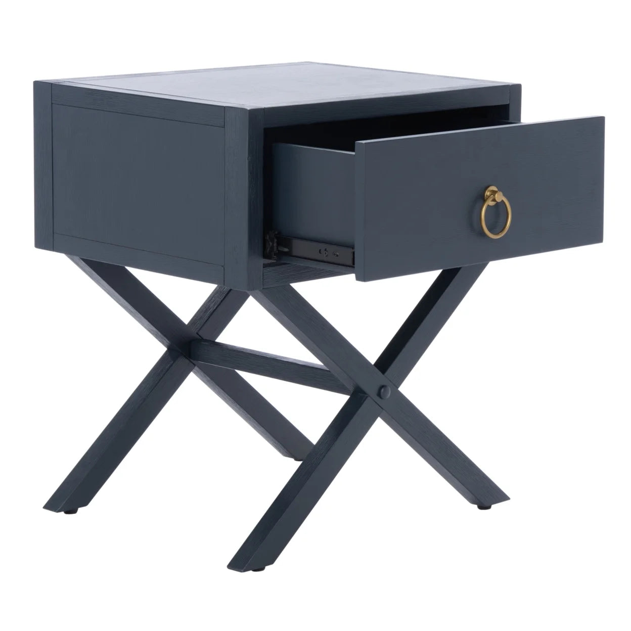 Odilia 1 Drawer Solid Retro Nightstand, Navy
