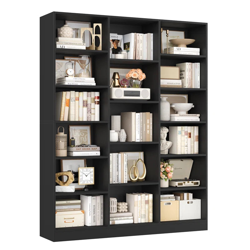 Wakil 74"H X 59"W 6-Tier Large Wood Storage Bookcase