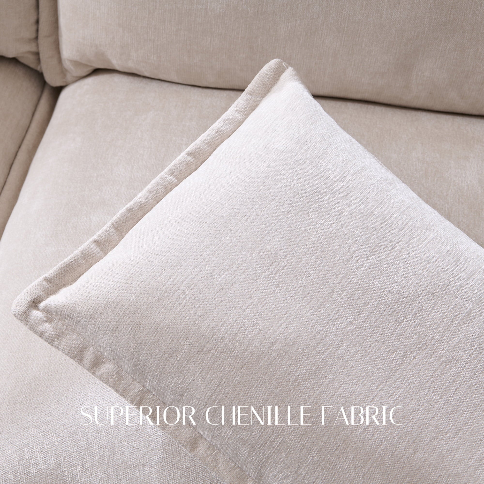 Modern U-Shaped Sectional Cloud Sofa | Chenille Fabric 4-Seat Couch with Storage & 2 Ottomans