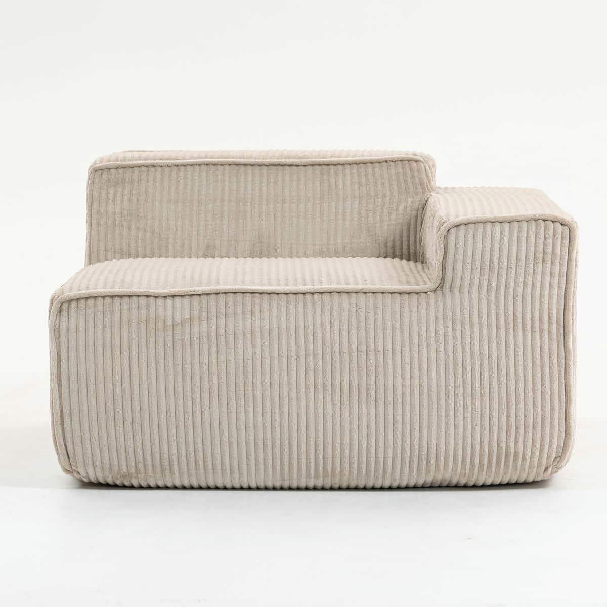 Modern Modular Corduroy Sofa – Beige No-Assembly Compression Couch