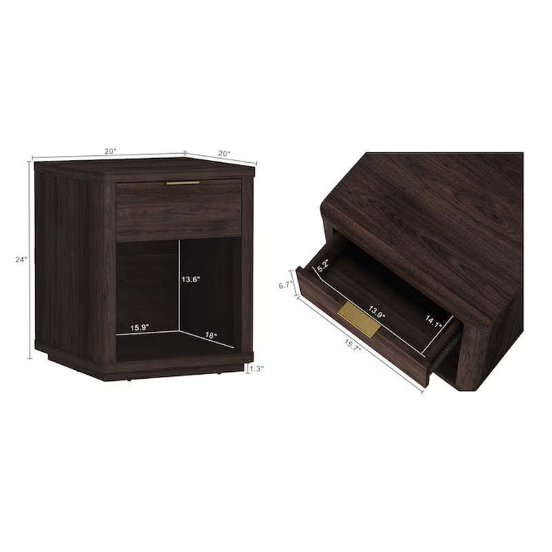 Brown 2 -Drawer 20-In W X 24-In H Modern Nightstand