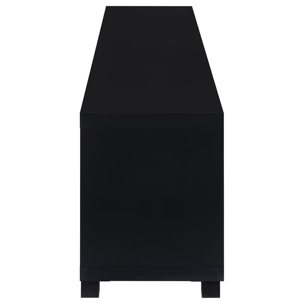 Media Console with Framed Glass Panels Black