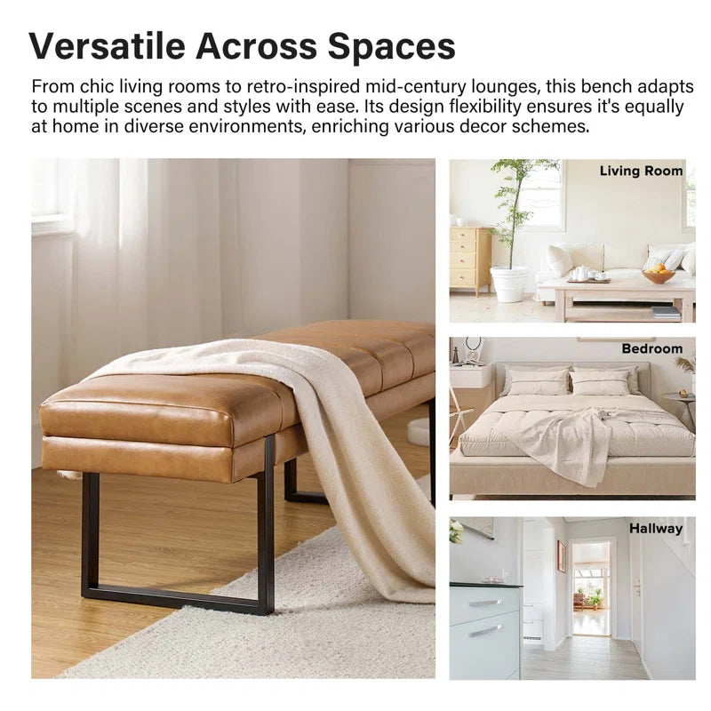 Anahli 52.5'' Wide Channel Tufted Design Vegan Leather Bench