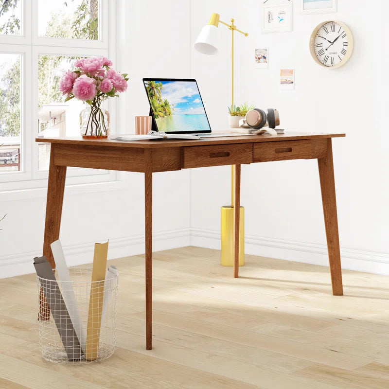 Caidence 2-Drawer Writing Desk with Solid Wood Legs