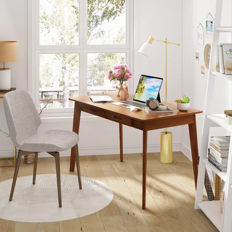 Caidence 2-Drawer Writing Desk with Solid Wood Legs