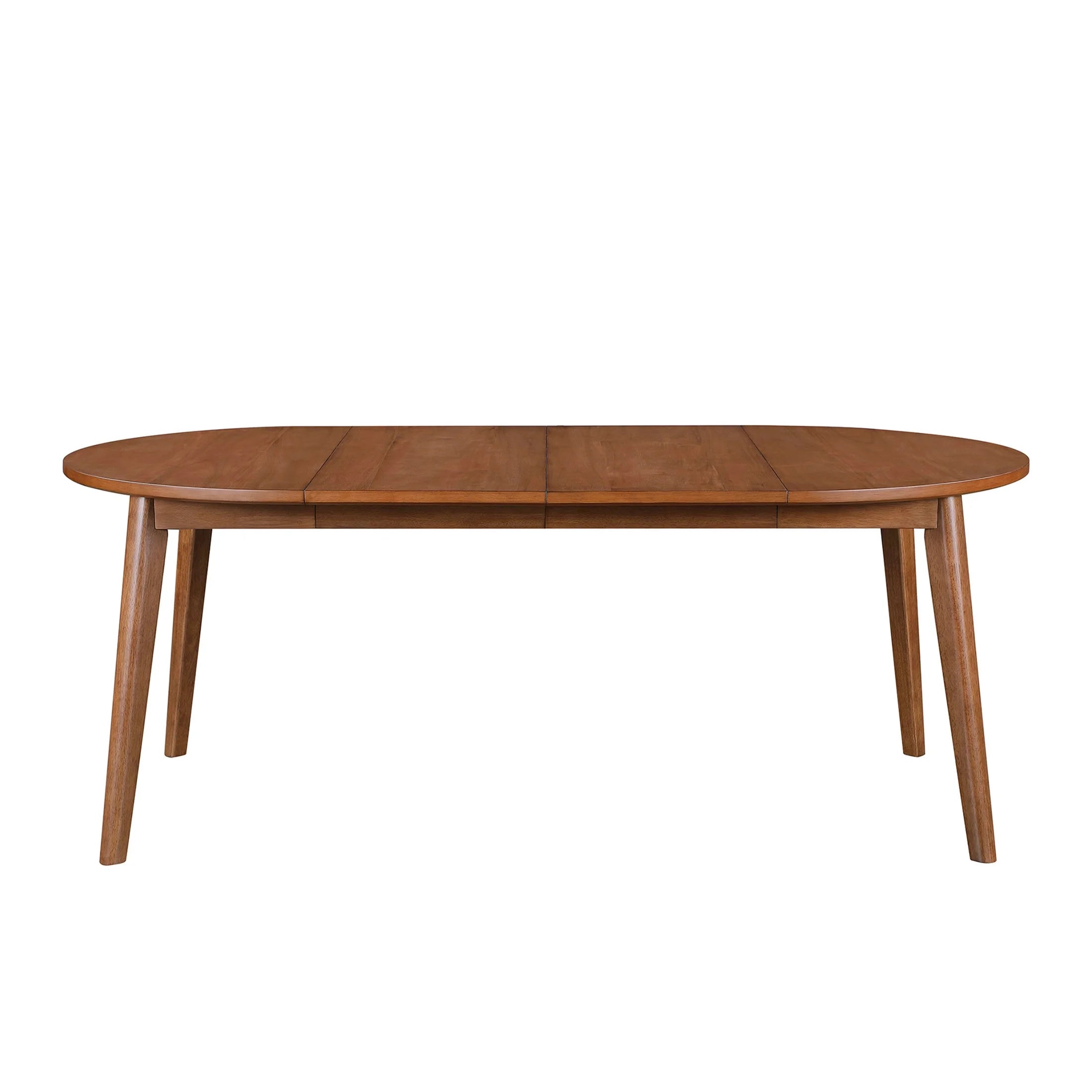 Mid-Century Extendable Dining Table, Solid Wood and Veneer, Acorn Finish