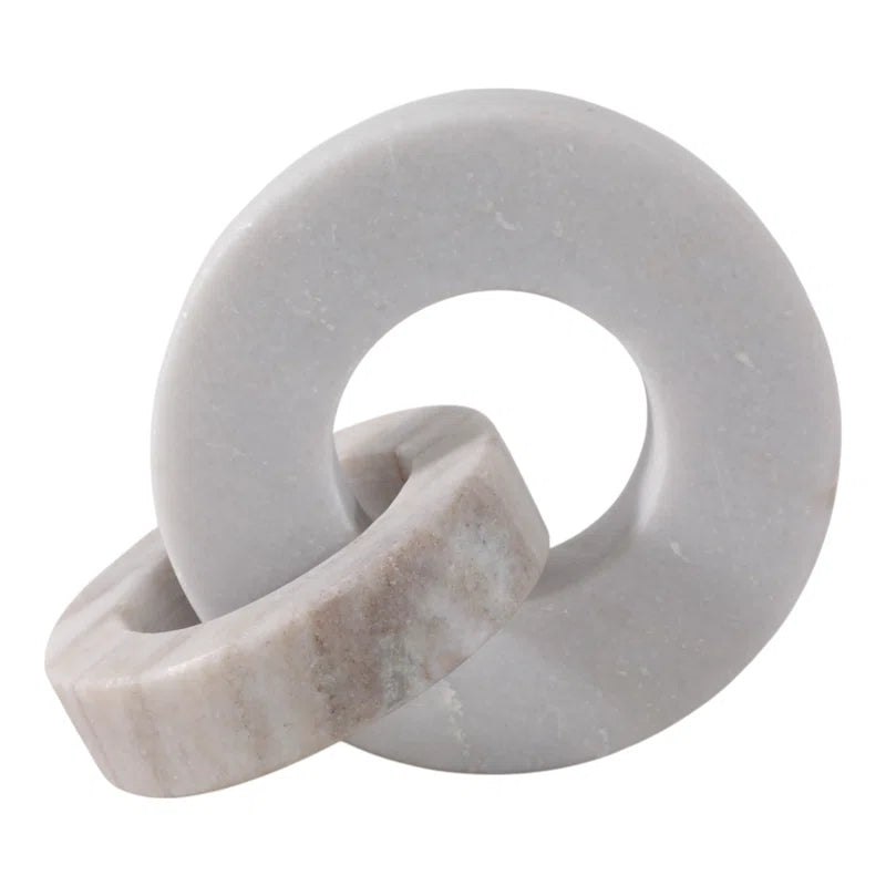 Usko Elegant Double Ring Marble Sculpture Statues for Home Decor - Decorations for Living Room Style with Figurines or Decorative Objects