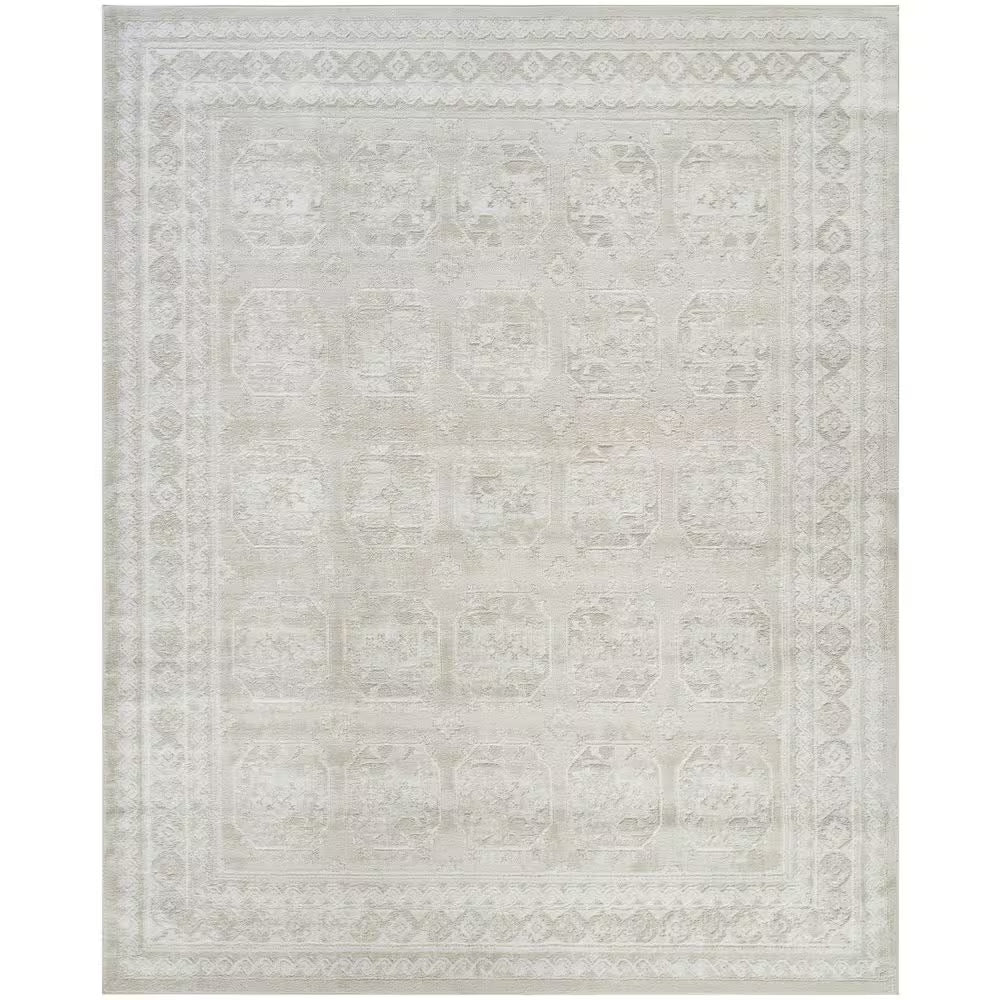 Dekor Ivory Beige 8 Ft. X 10 Ft. Geometric Traditional Area Rug