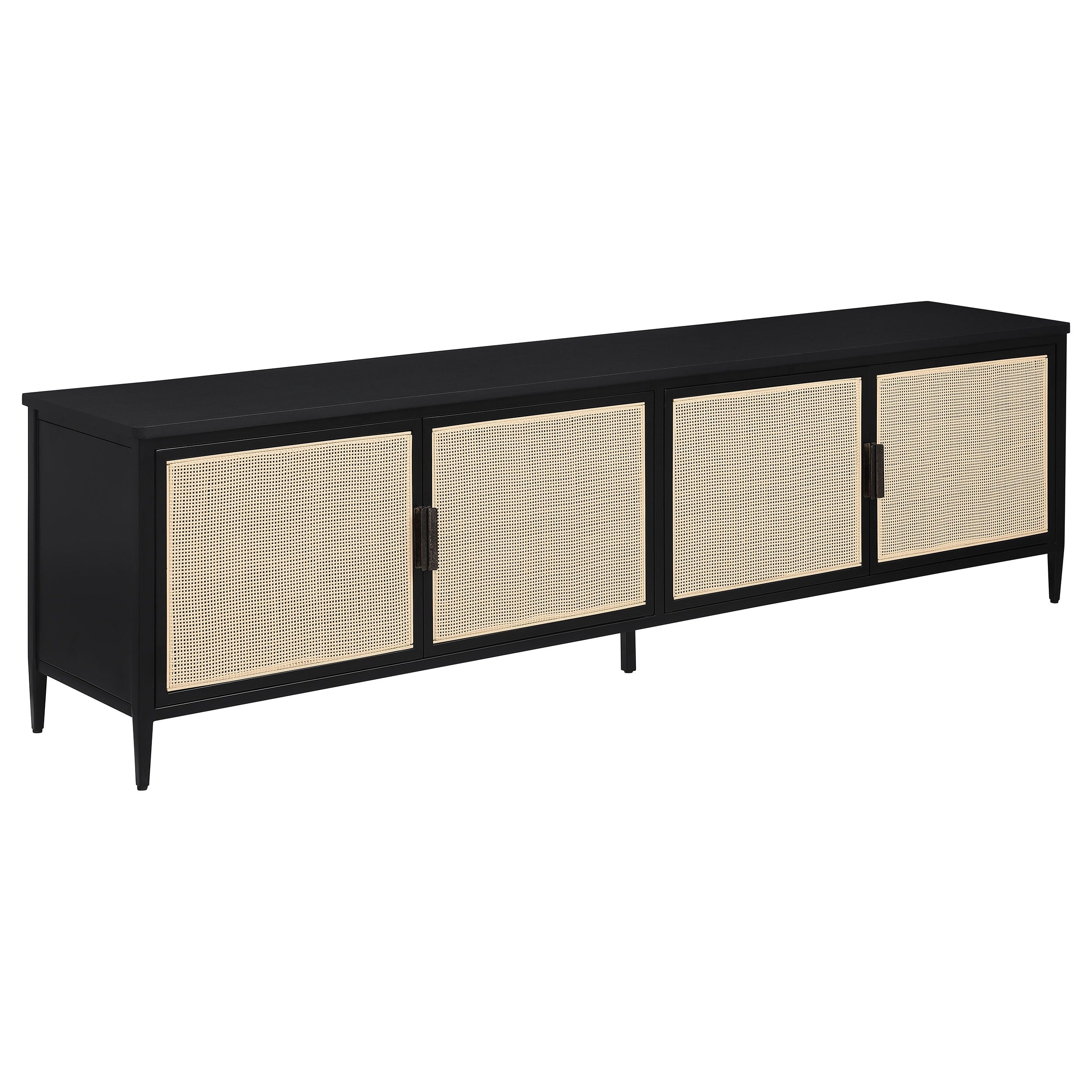 4-Door 78-Inch Metal Tv Stand Media Console Black