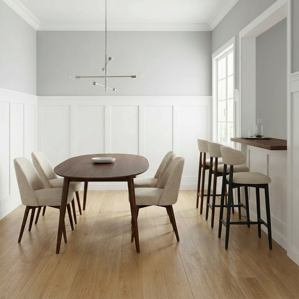 Hommeco Set of 4 Upholstered Solid Wood Dining Side Chair with Full Back