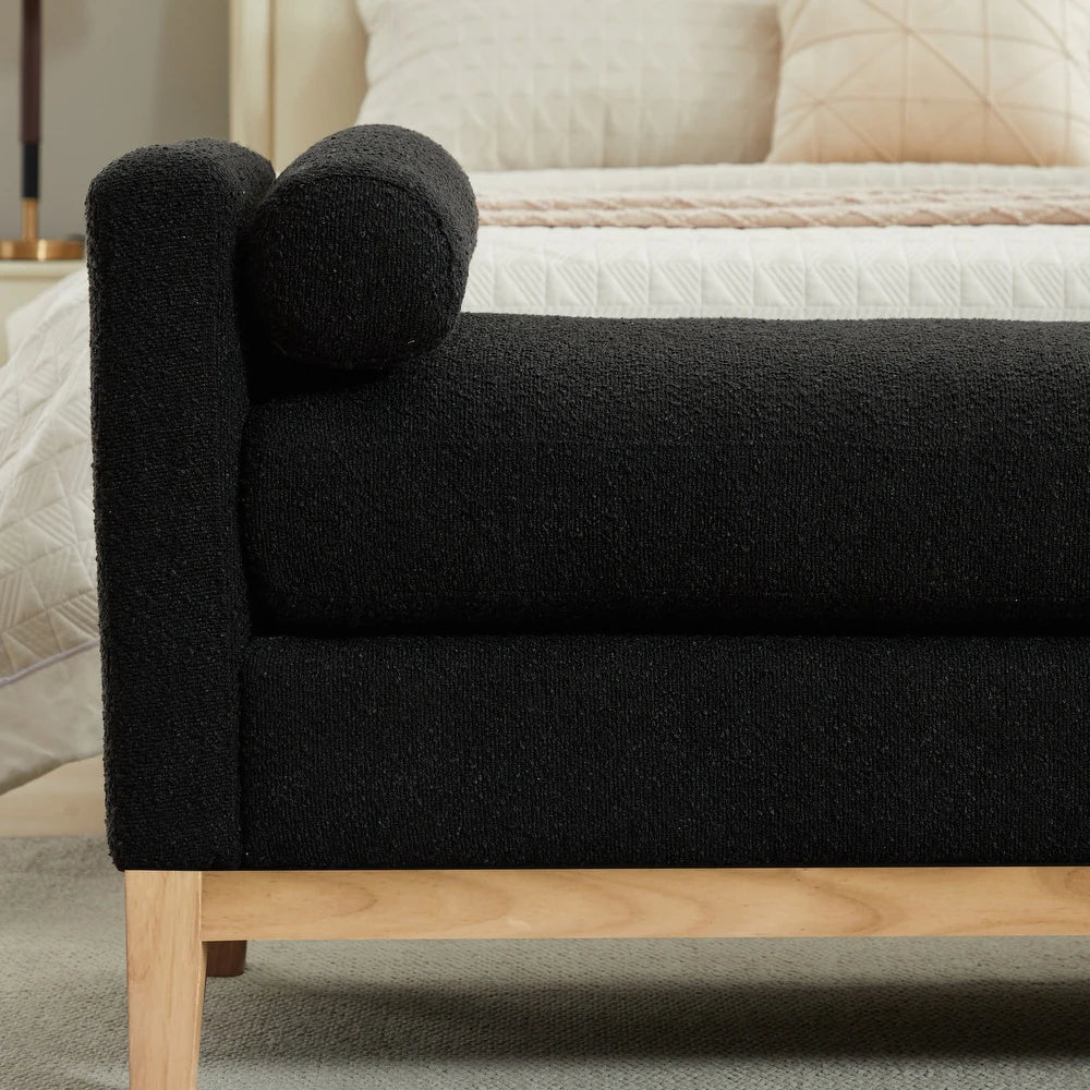 Hommeco Bedroom Bench with Solid Wood Legs & Pillows