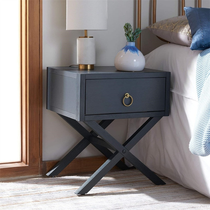 Navy and Gold 1 Drawer Nightstand