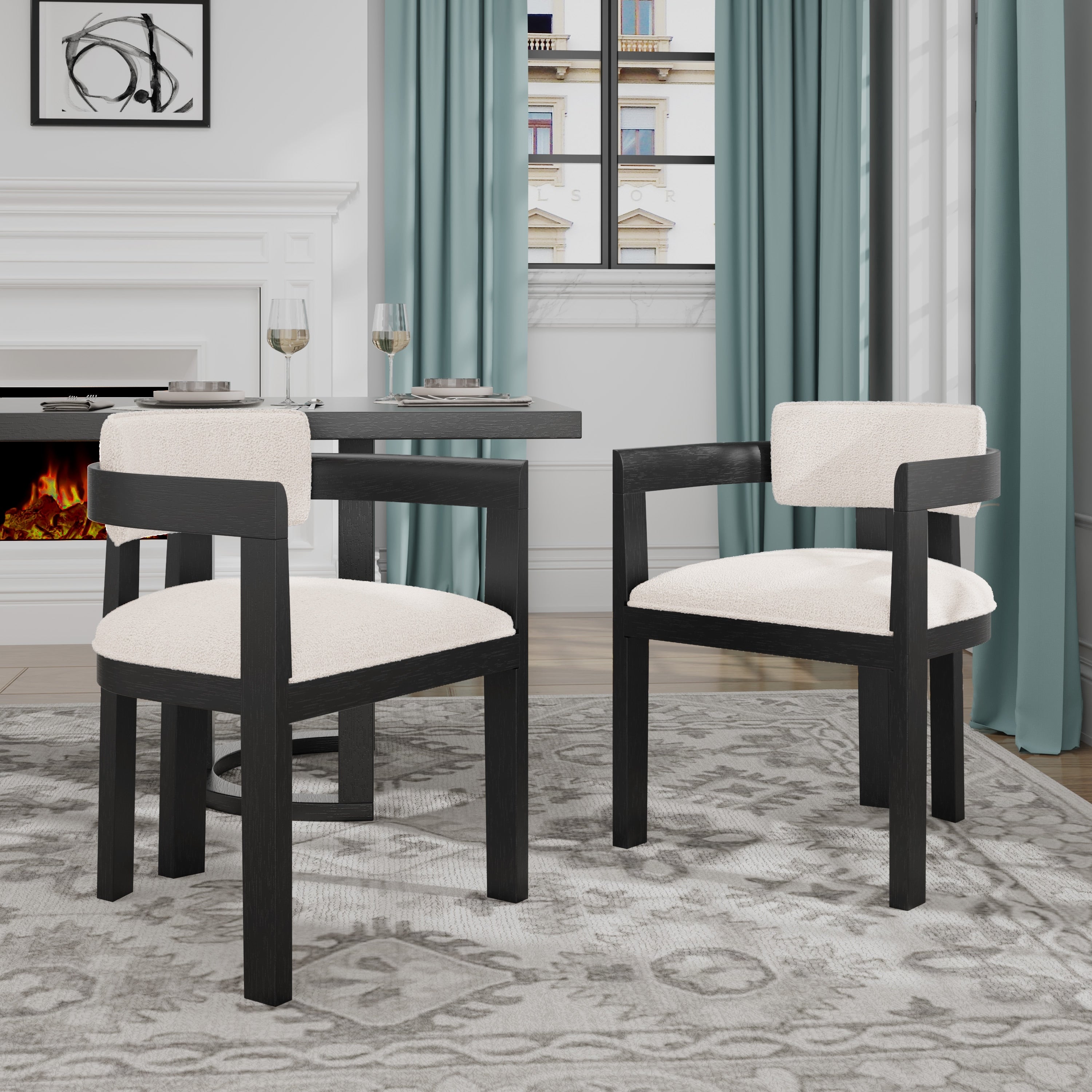 Modern Dining Chair with Armrest and Solid Wood Frame by