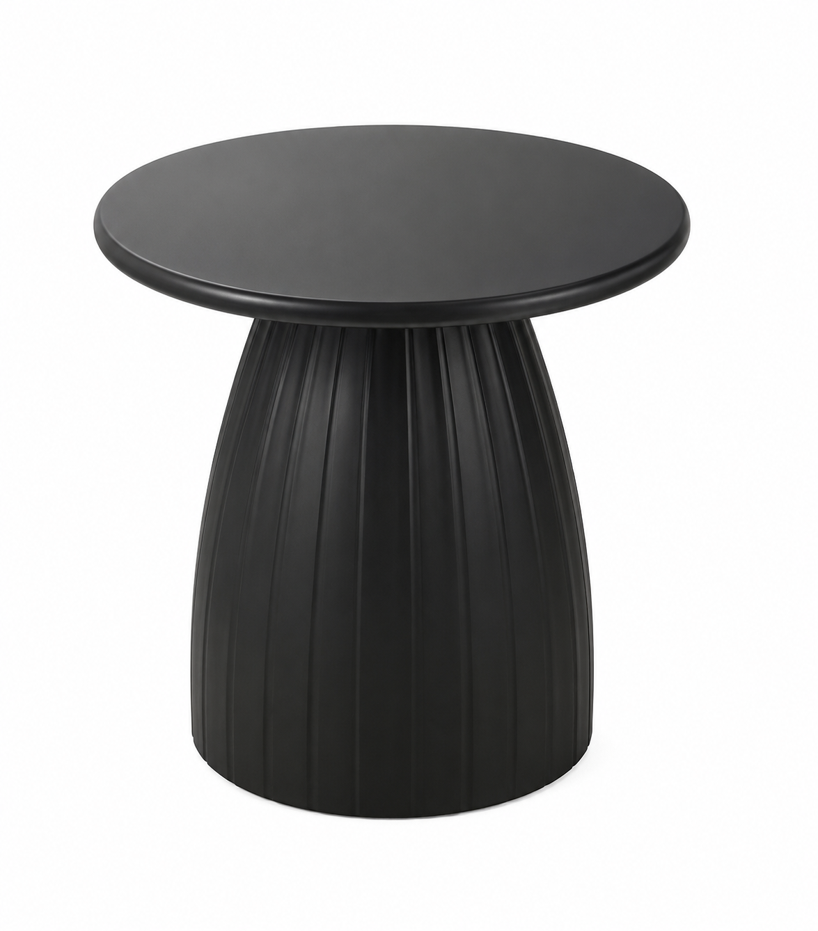 Hommeco Round Black Metal Side Table - Small Couch End & Drink Table
