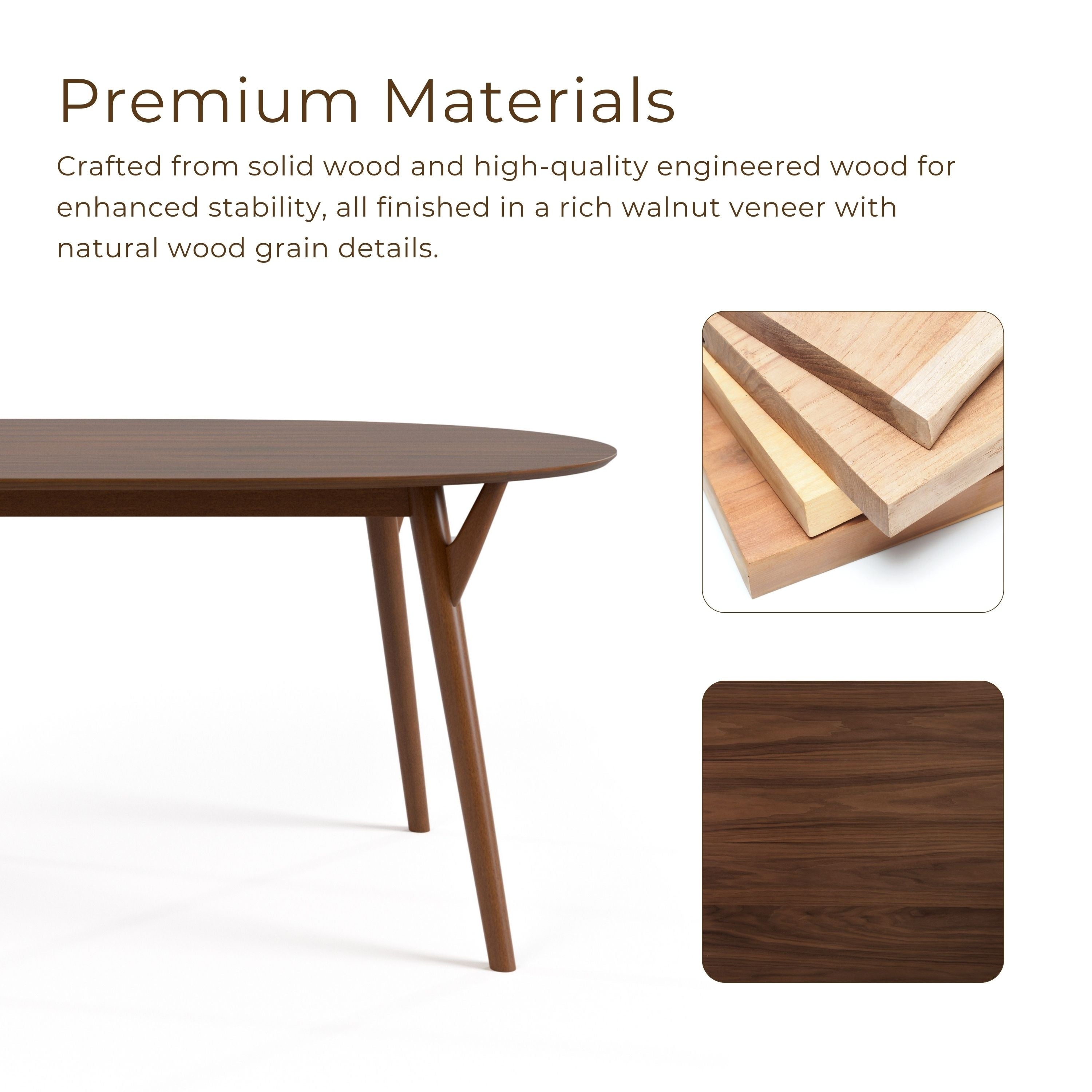 Mid-Century Modern Walnut 7-Piece Dining Table Set