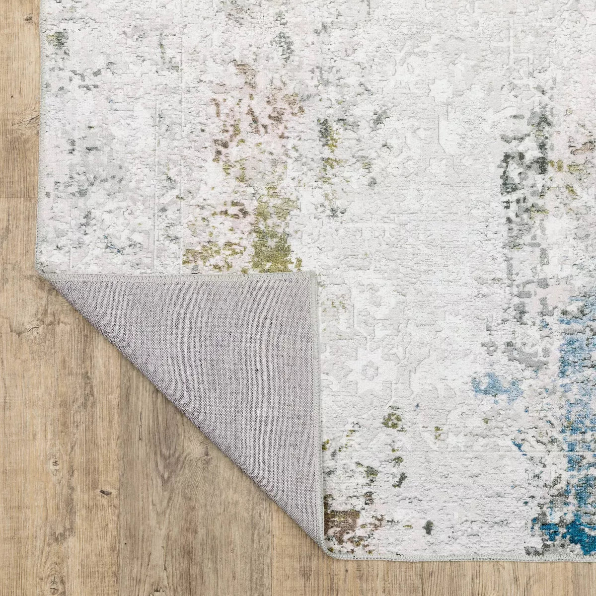 Washable Faded Oriental Indoor Area Rug Ivory/Blue