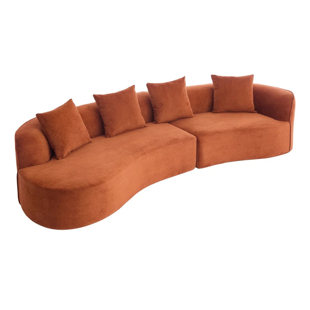 Hommeco Hession 126 inch Curved Modular Sectional Sofa - Dark Orange