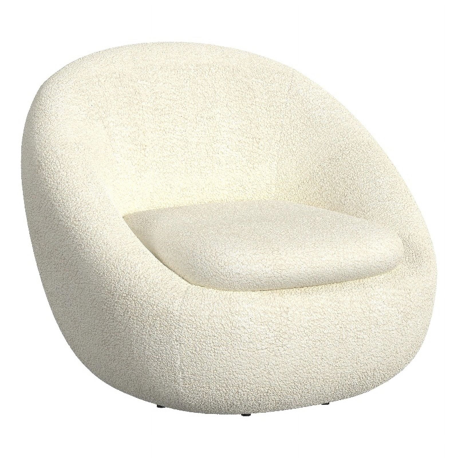White Sherpa Swivel Barrel Chair - Round Oversized Comfy Armchair