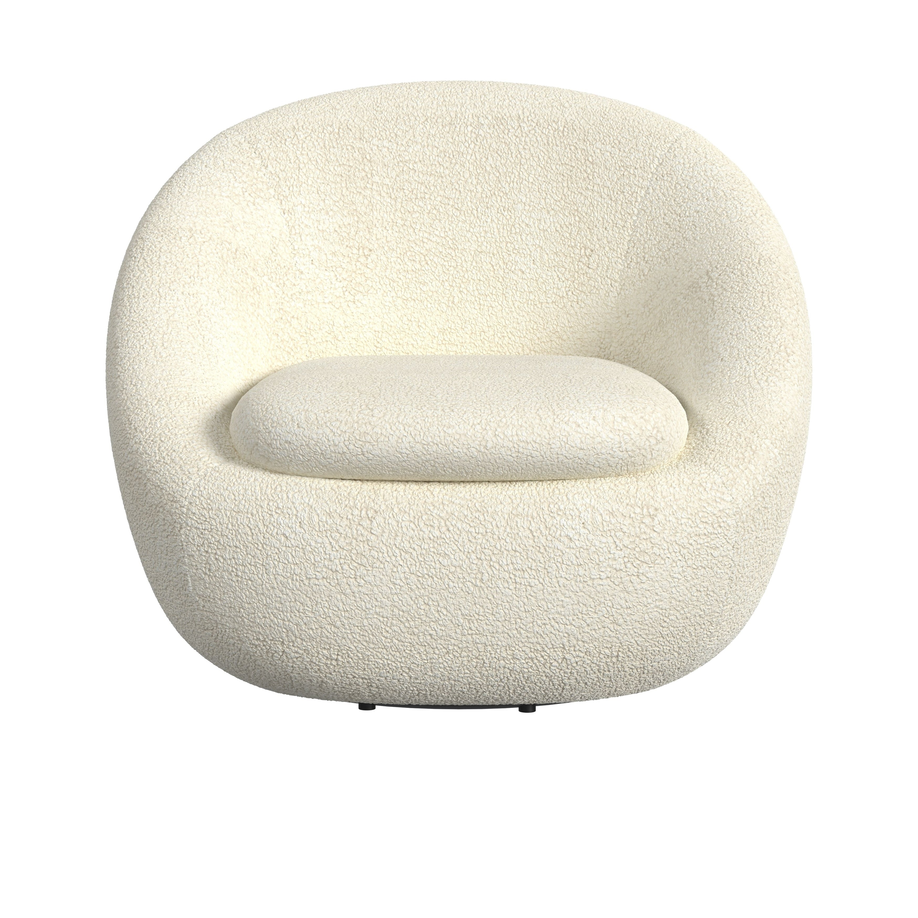 Round Barrel Shape Swivel Chair-White Sherpa