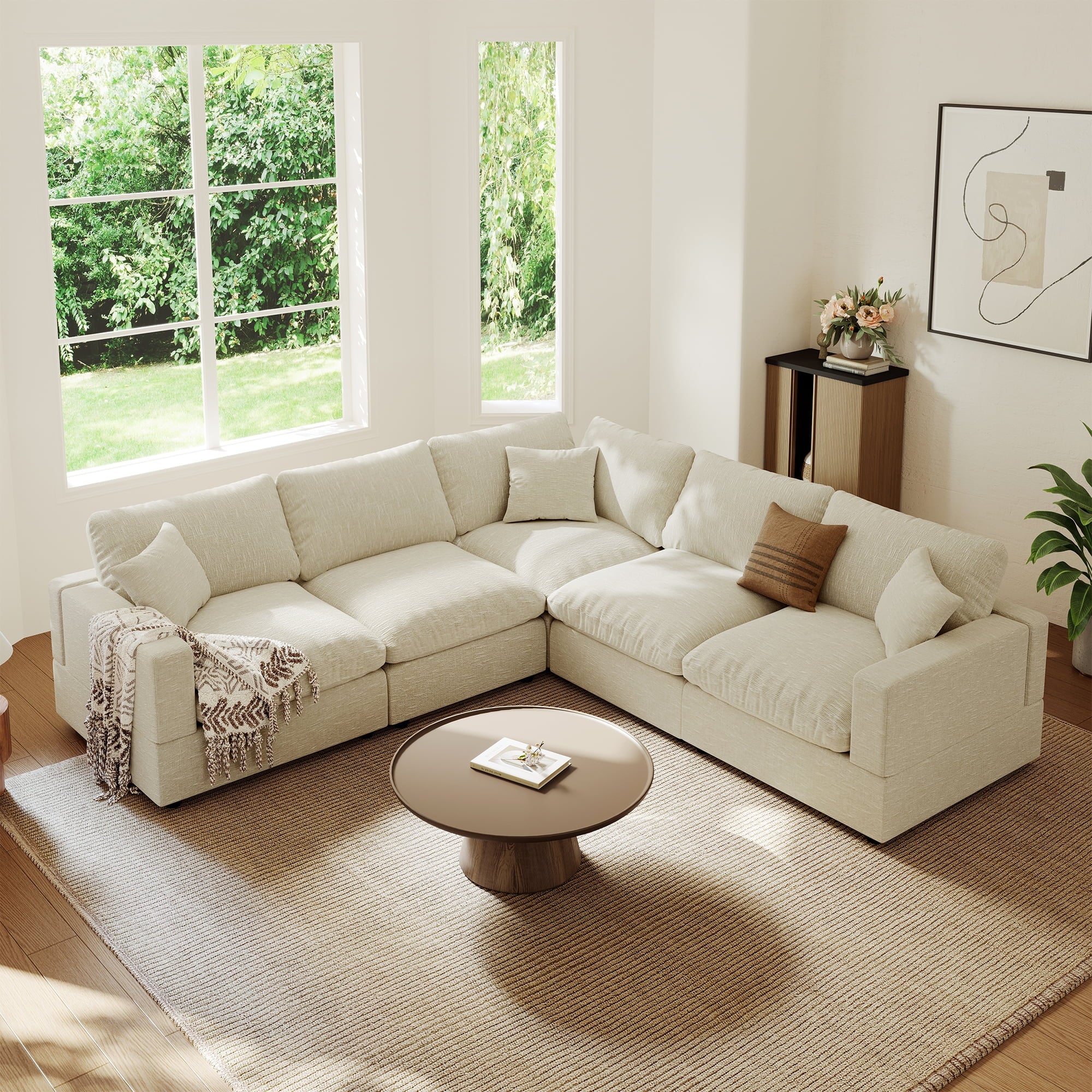 95.4" Modular Cloud Sectional | 5-Seat L-Shape Sofa