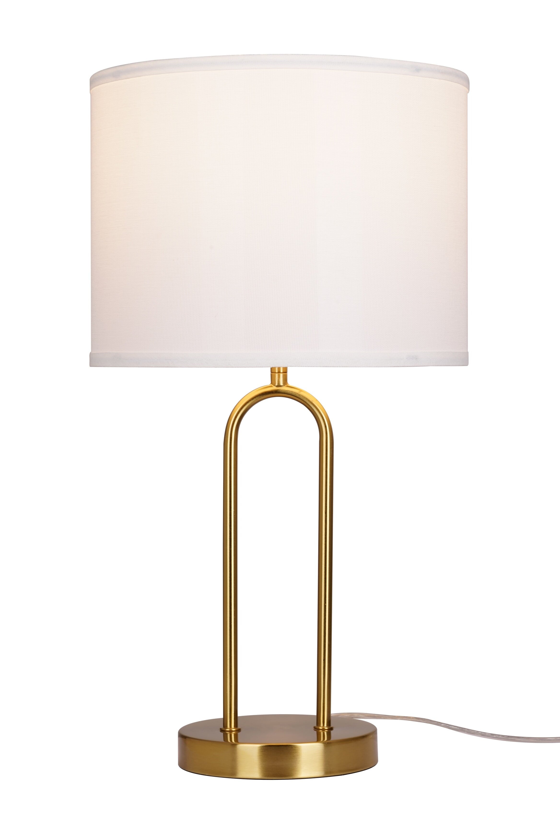 20'' Table Lamp with White Fabric Drum Shade Modern Table Light Fixture