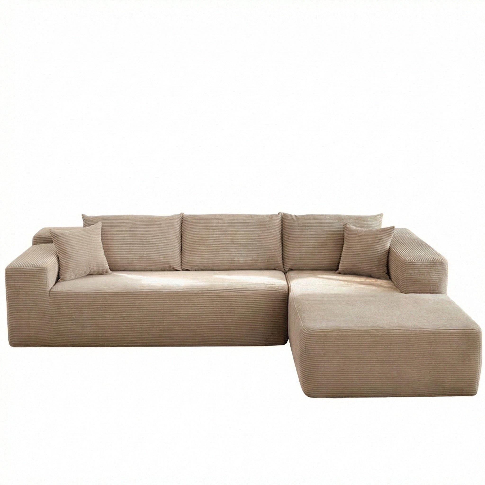 Hommeco Modern Beige Striped Sectional 103.55-In W