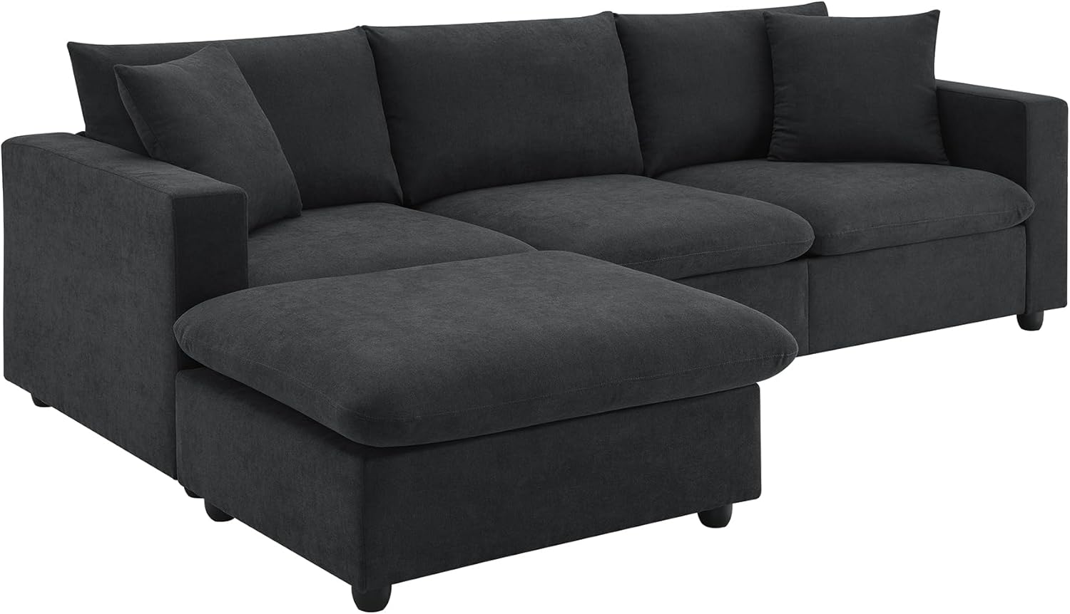 Hommeco Modern Sectional Sofa, L-Shaped Couch Set with 2 Free Pillows, 4-Seat with Convertible Ottoman