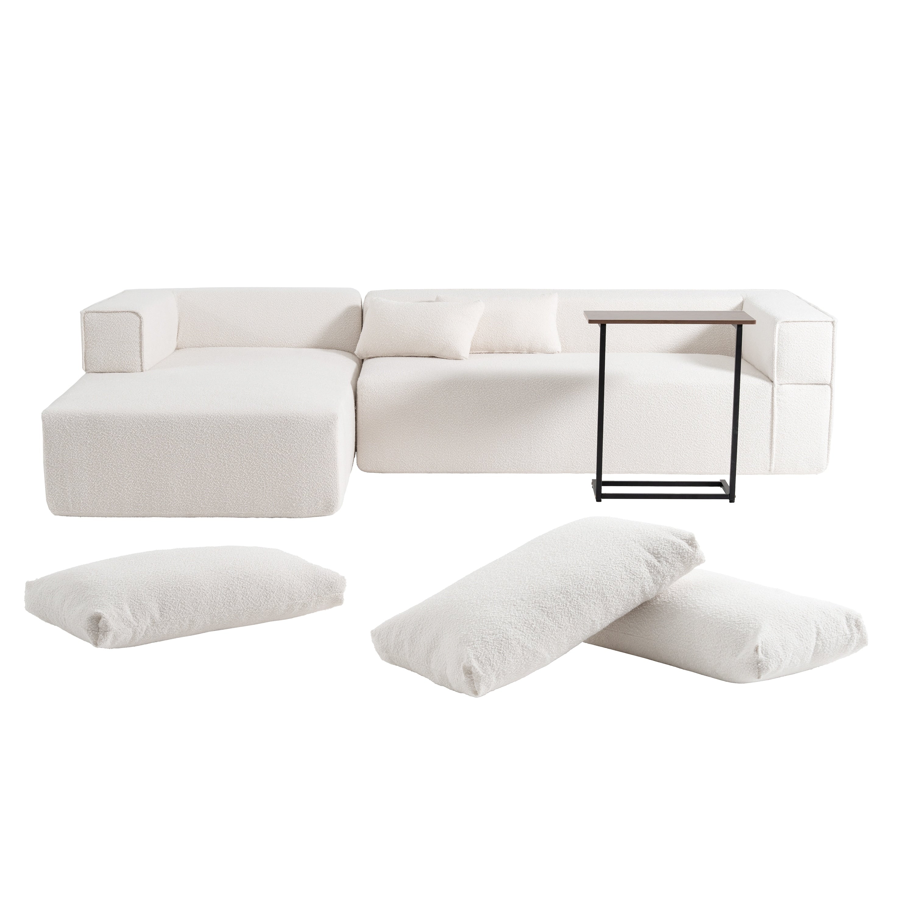 Cloud Modular Sectional Sofa with Side Table & L-Shaped Chaise