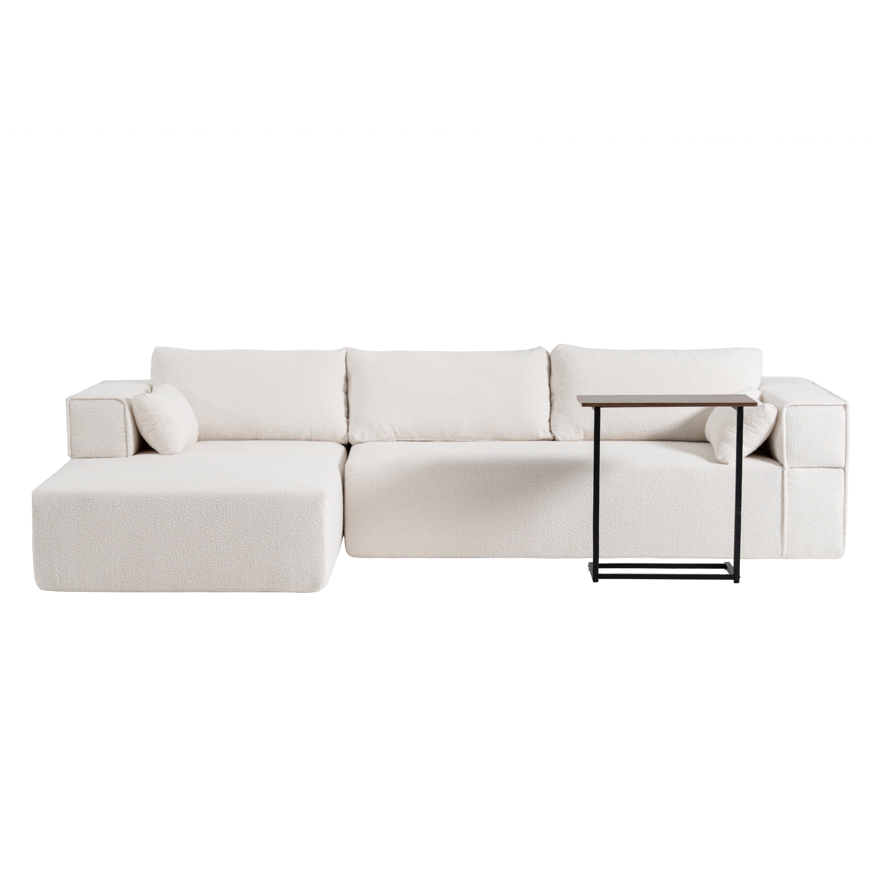 Cloud Modular Sectional Sofa with Side Table & L-Shaped Chaise