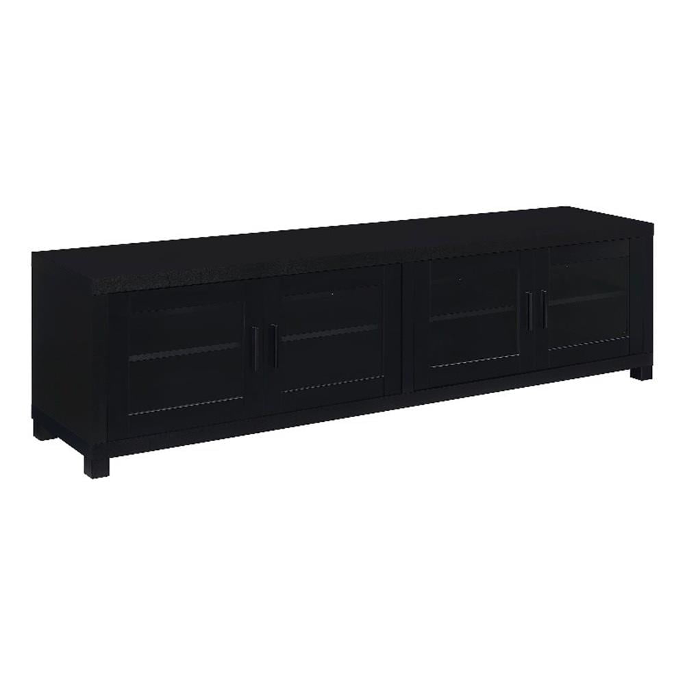 Media Console with Framed Glass Panels Black