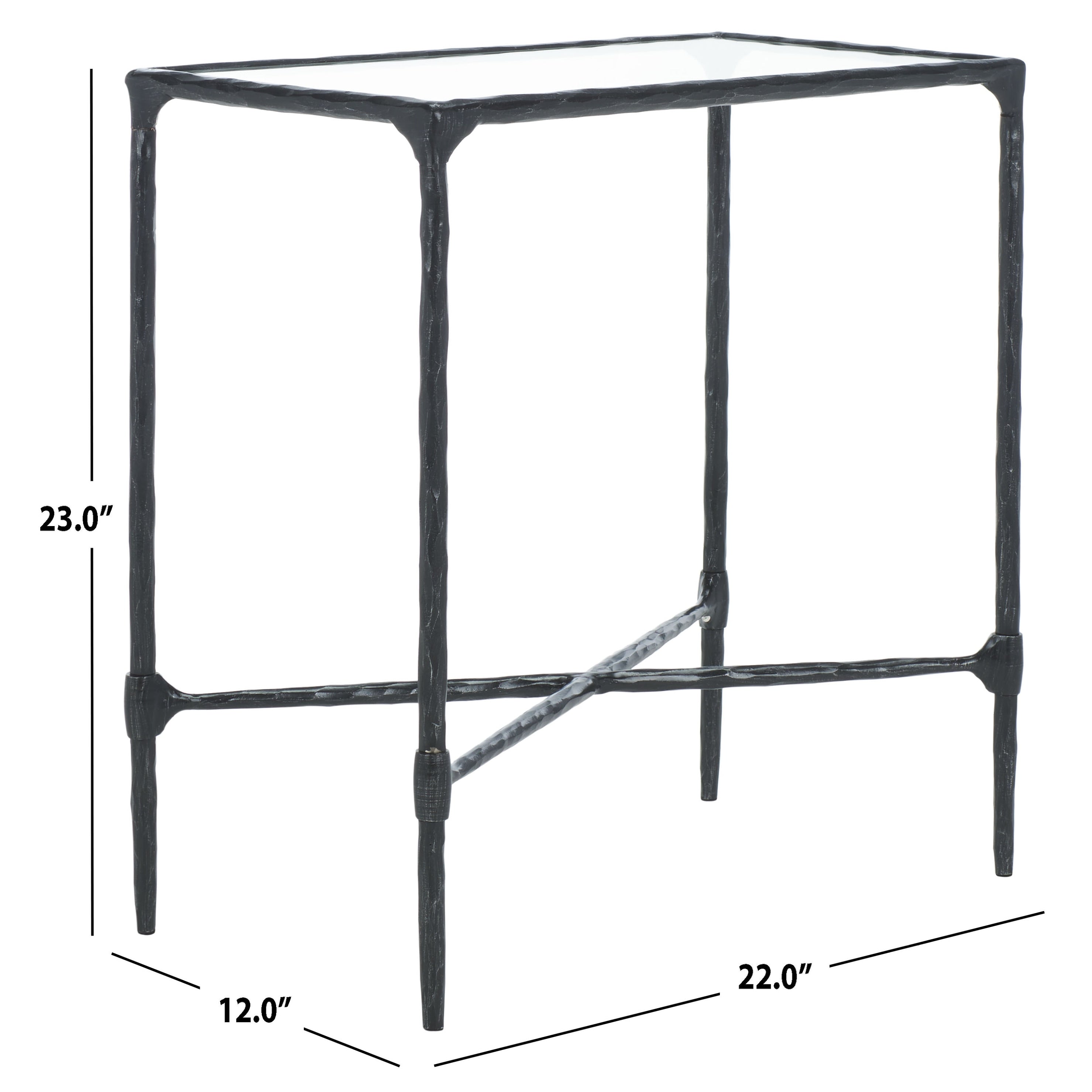 Metal and Glass Accent Table - 22"W X 12"D X 23"H