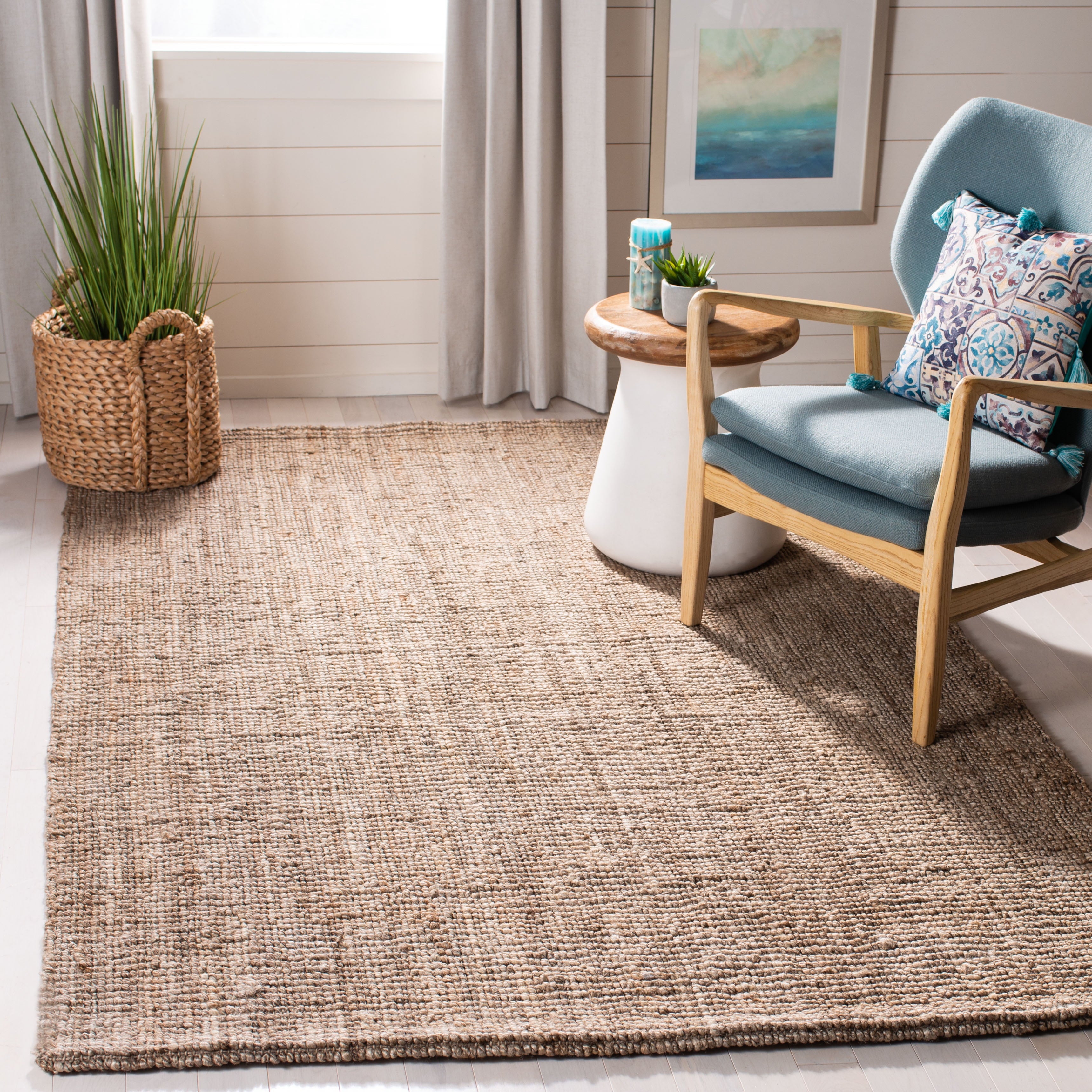 Natural Fiber Christabella Solid Jute Area Rug, Grey, 6' X 9'