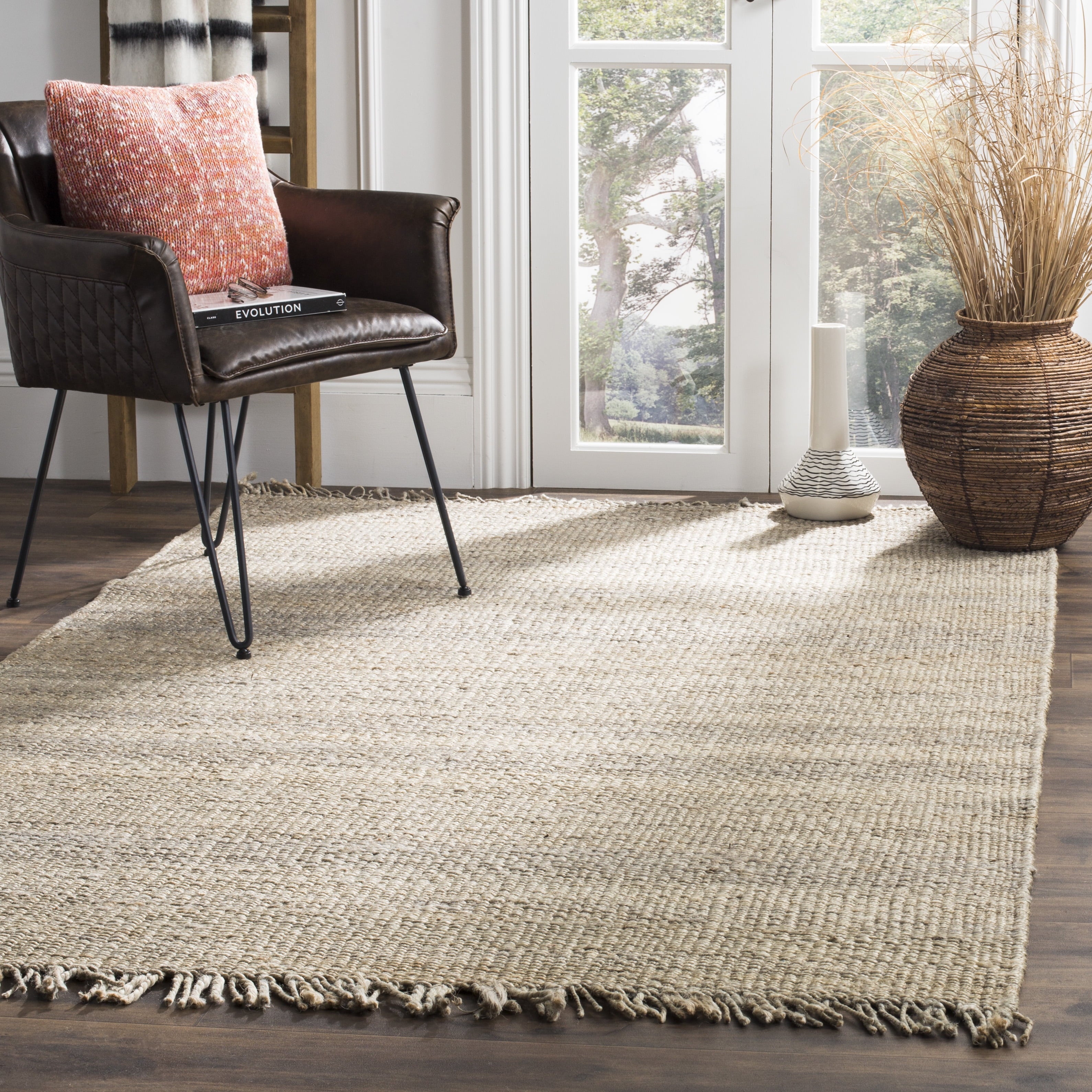 Hommeco Natural Fiber Clara Braided Jute Area Rug, Natural, 4' X 6'