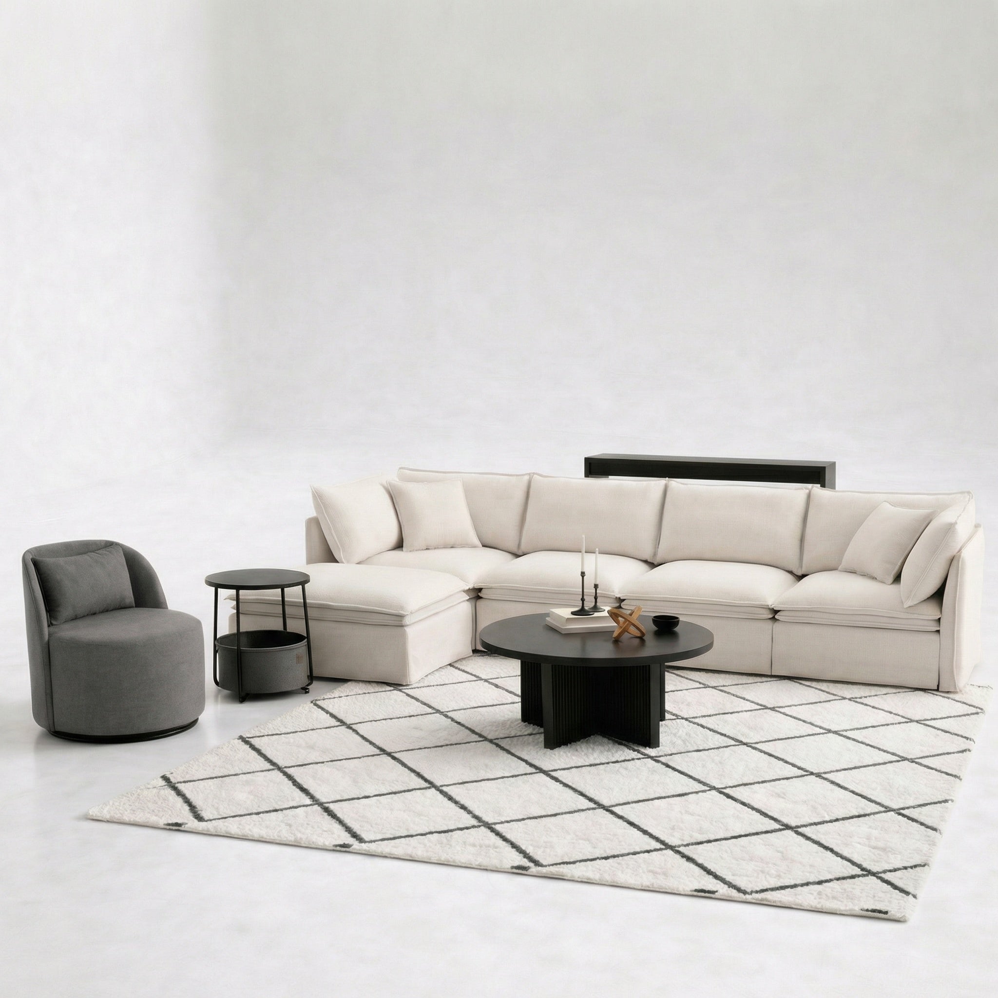 Hommeco Juliet Modern Arch Swivel Accent Chair, Gray