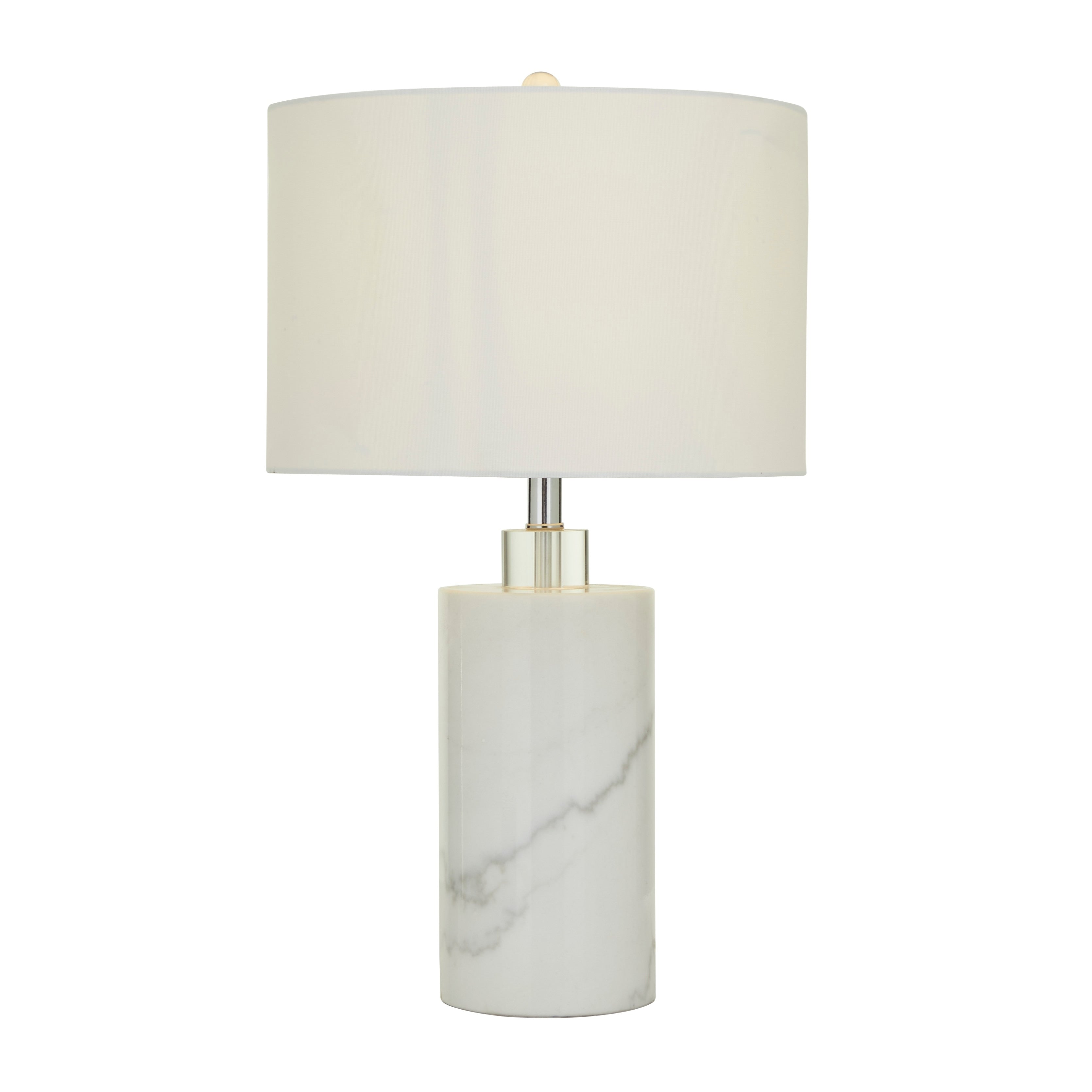 White Marble Thick Stand Room Table Lamp with Drum Shade