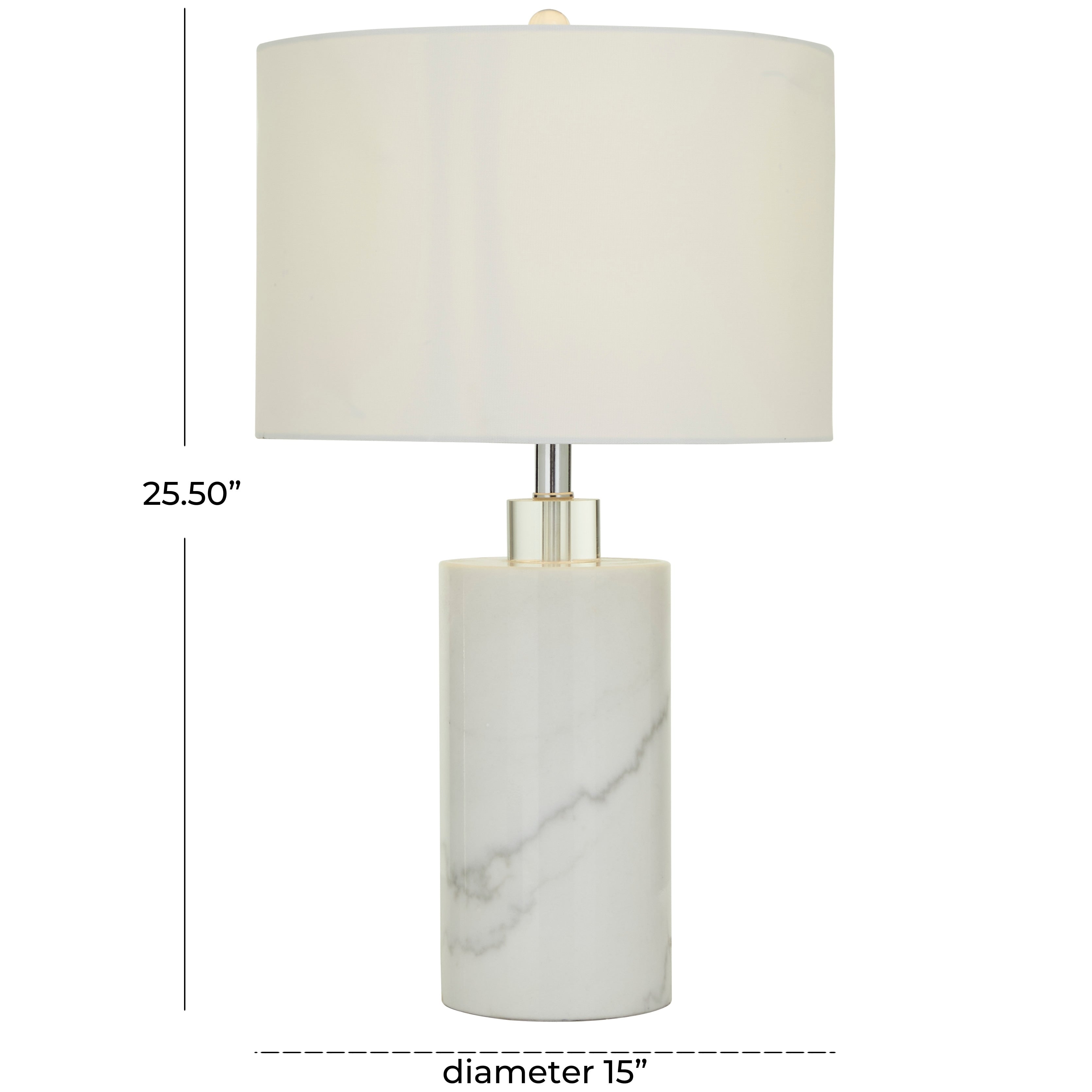 White Marble Thick Stand Room Table Lamp with Drum Shade