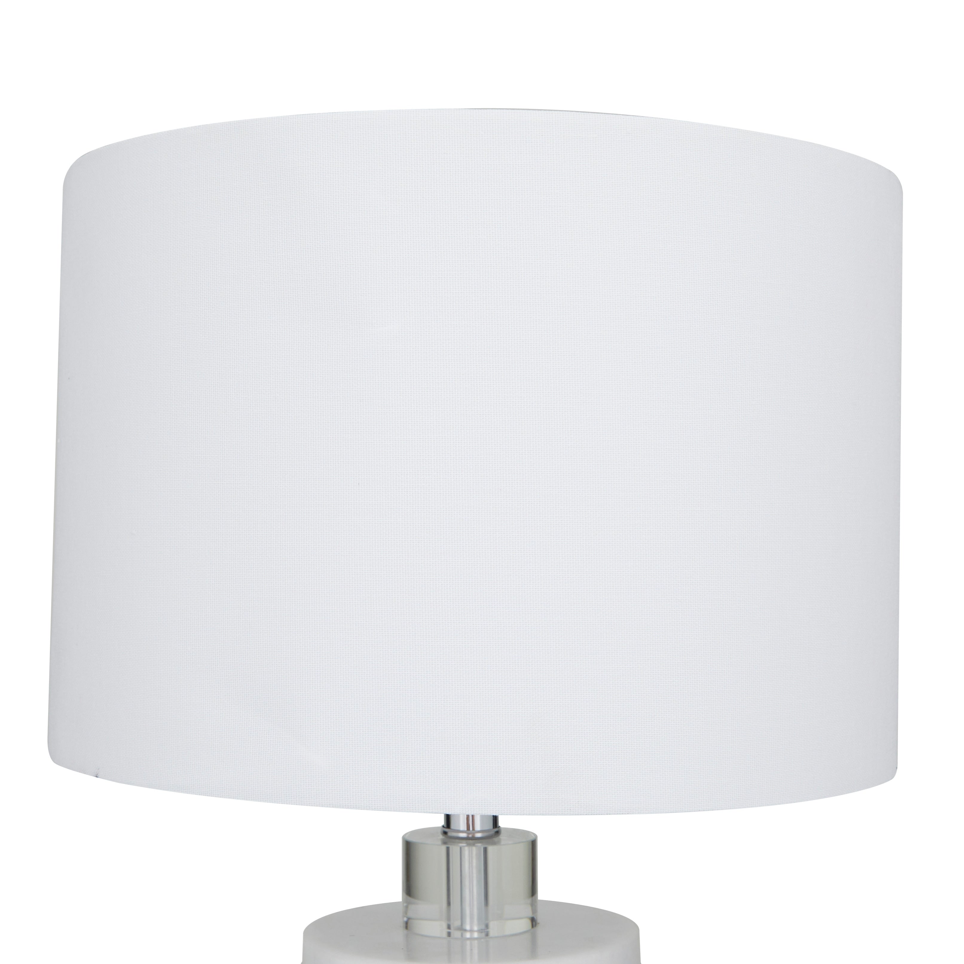 White Marble Thick Stand Room Table Lamp with Drum Shade