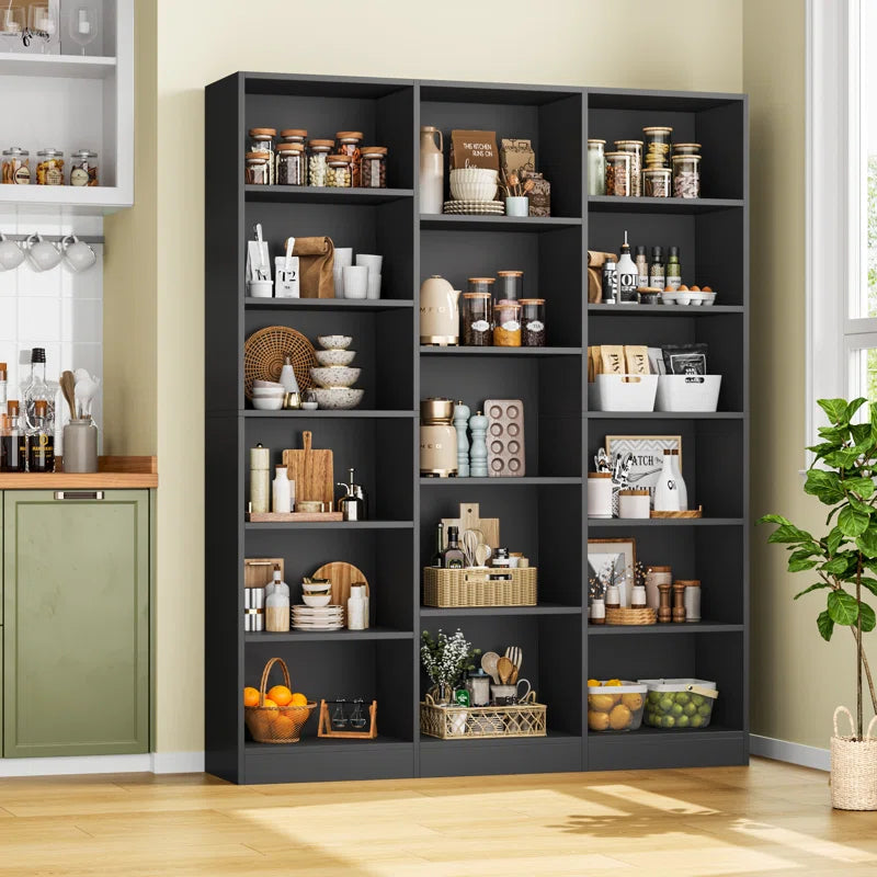 Wakil 74"H X 59"W 6-Tier Large Wood Storage Bookcase
