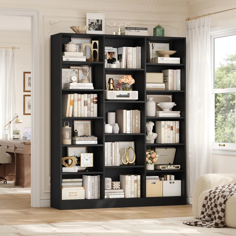 Wakil 74"H X 59"W 6-Tier Large Wood Storage Bookcase
