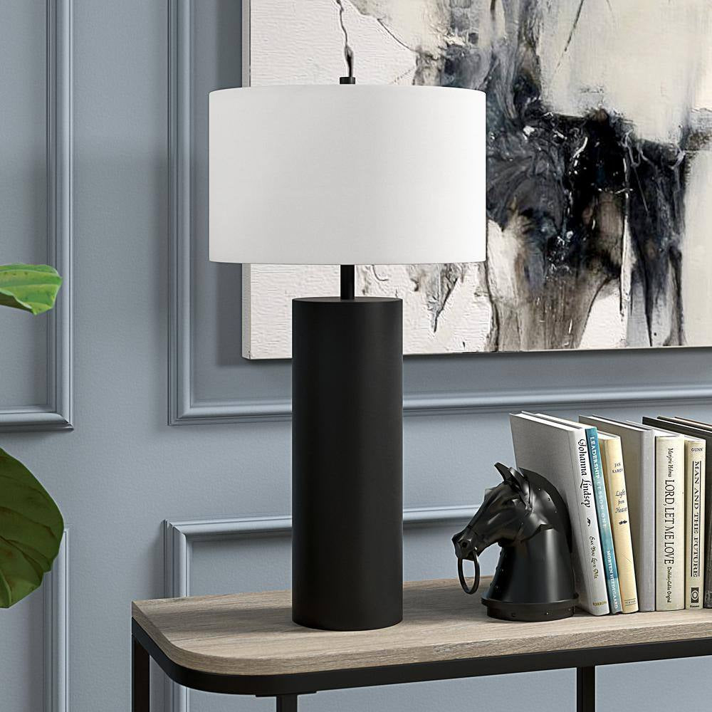 Blackened Bronze Table Lamp with Fabric Shade