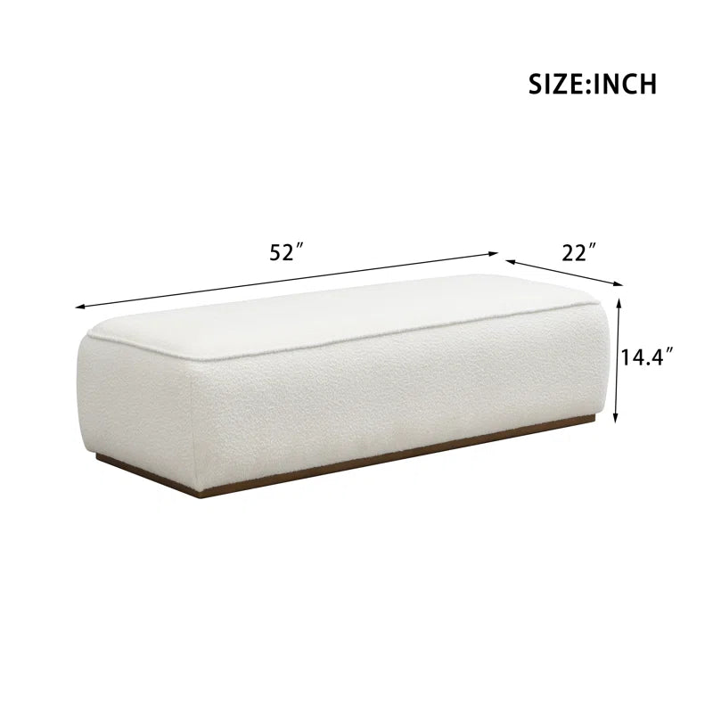 Mayson Grainy Fabric Upholstered Bench with Wooden Base