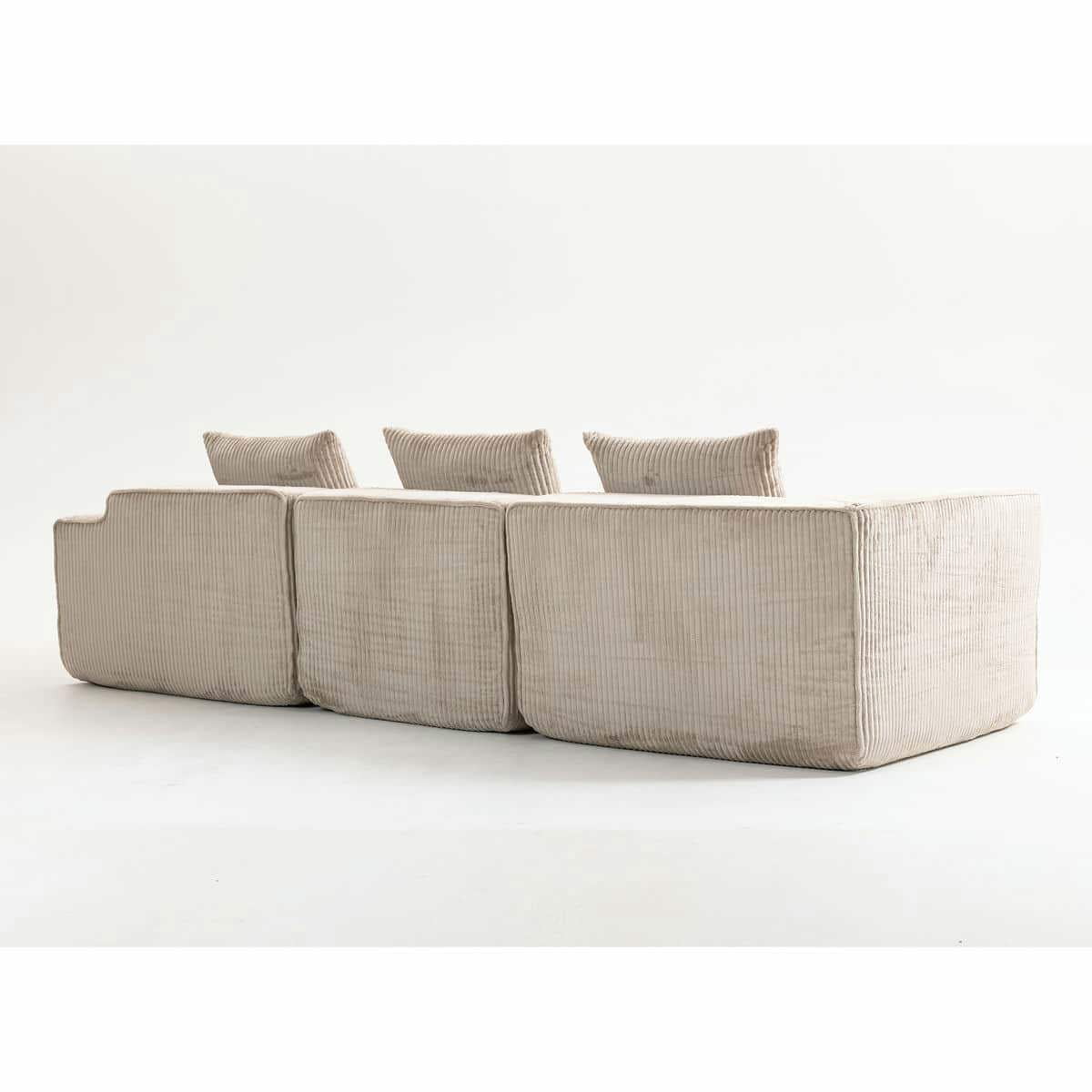 Modern Modular Corduroy Sofa – Beige No-Assembly Compression Couch
