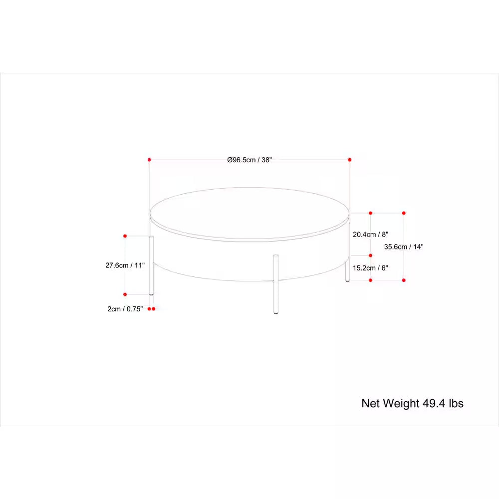Walnut Brown Wide round Modern Urban Drum Solid Mango Wood Coffee Table