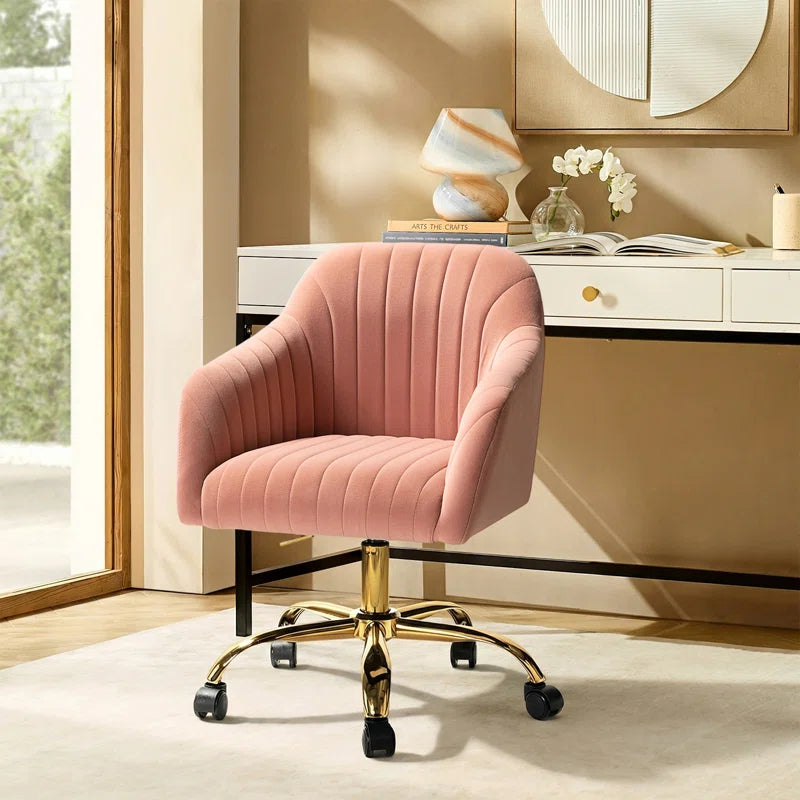 Adan Modern Velvet Task Chair with Wood Frame and Back