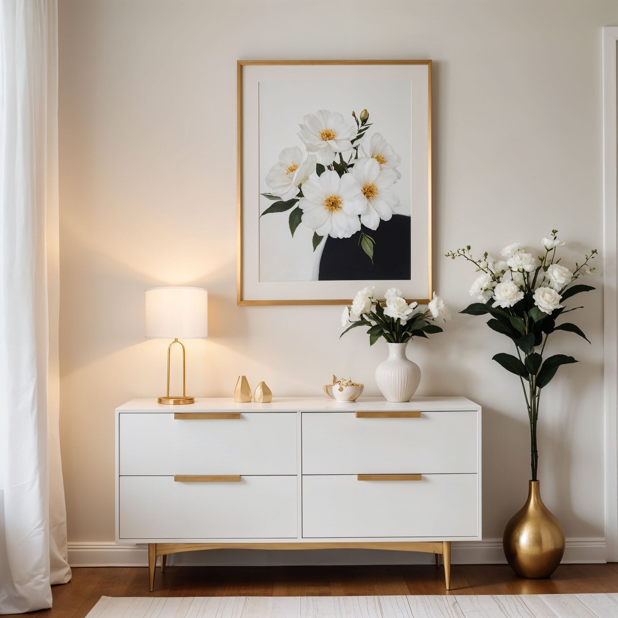 20'' Table Lamp with White Fabric Drum Shade Modern Table Light Fixture