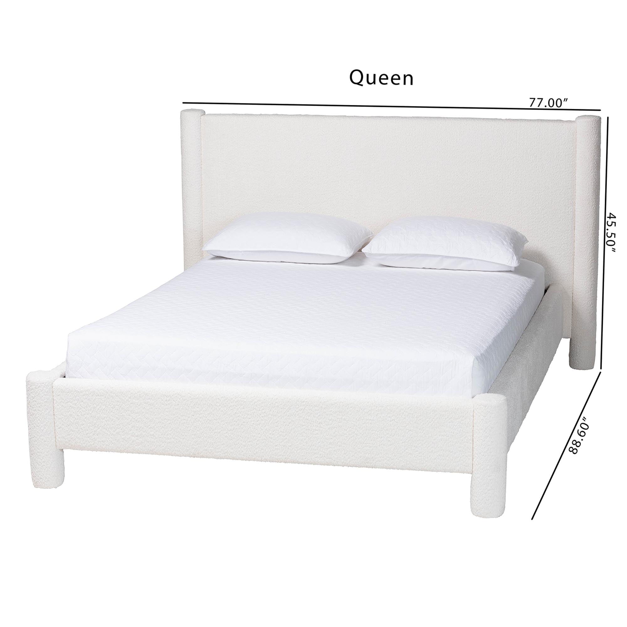 Laria Modern Platform Bed, Queen, White