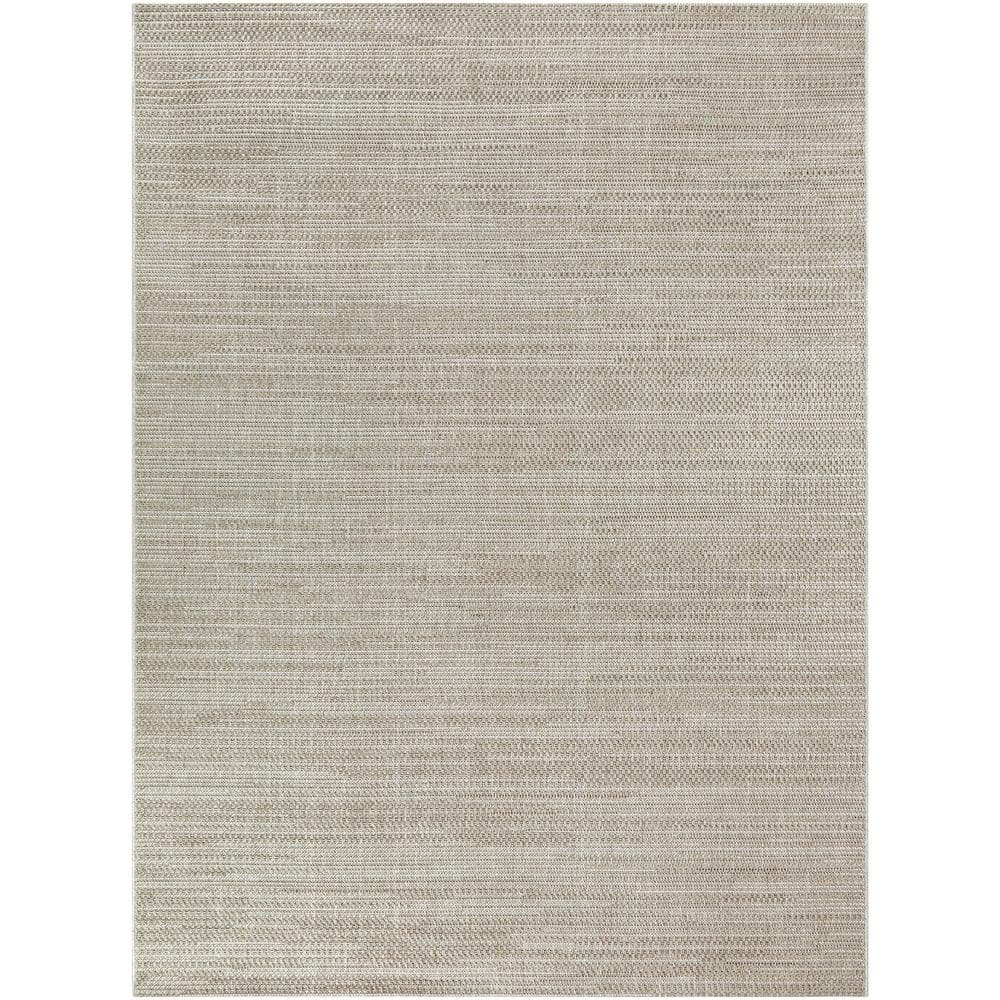 Hommeco 8' x 10' Beige Textured Indoor/Outdoor Area Rug