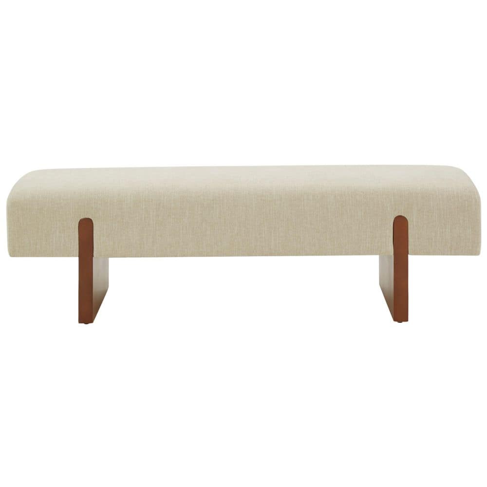 55.5 In. Beige/Brown Entryway Bench